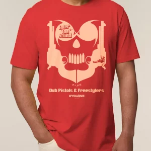 DUB PISTOLS & FREESTYLERS 'SKULL' T-SHIRT RED MENS
